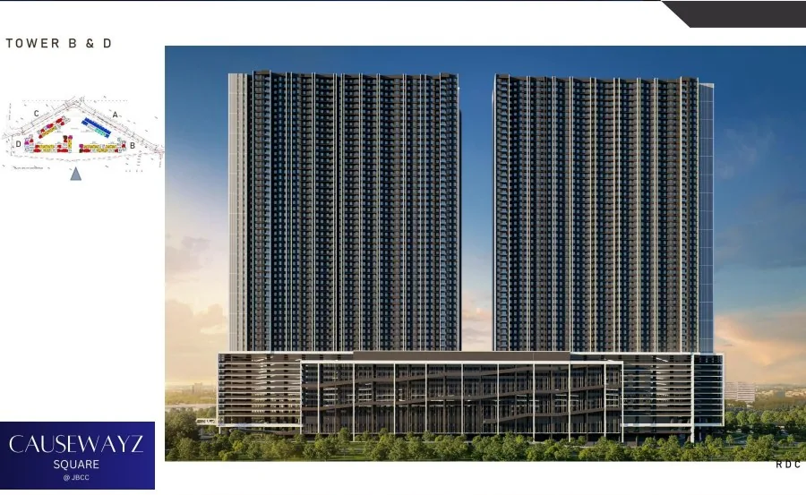 Architectural rendering from the Causewayz Square @ JBCC project brochure