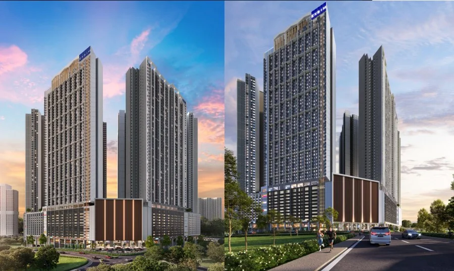 Causewayz Square @ JBCC project exterior rendering, including the Axis tower collection
