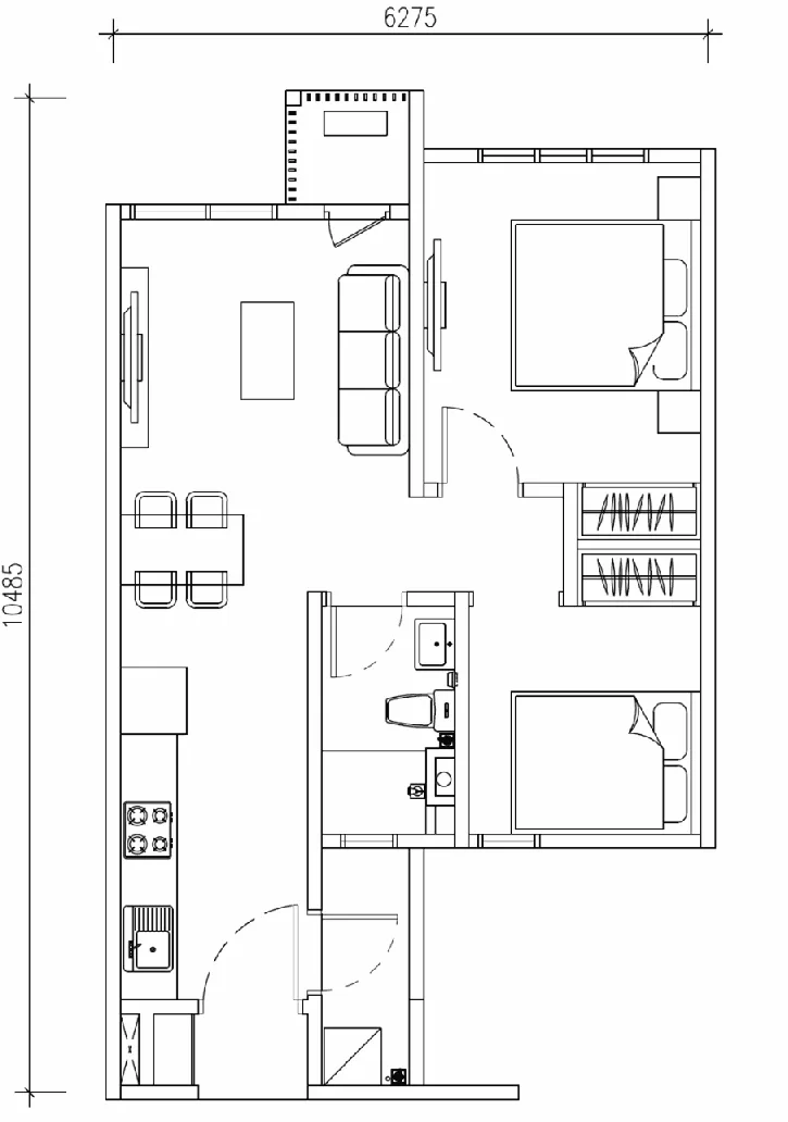 The Asteriaz @ EXSIM Kebun Teh Type A floor plan, 560 square feet, one bedroom plus study area and one bathroom