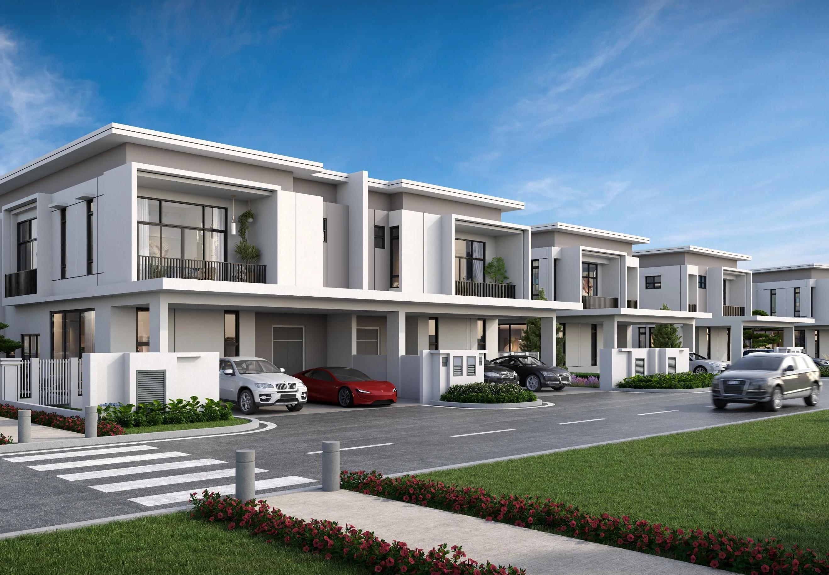Developer rendering of contemporary Kinsley Garden double-storey landed homes in Iskandar Puteri